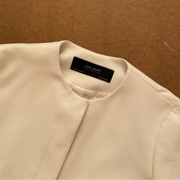 Zara Basic Collection White Business Casual Blazer Suit Jacket Size Small - Picture 2 of 10